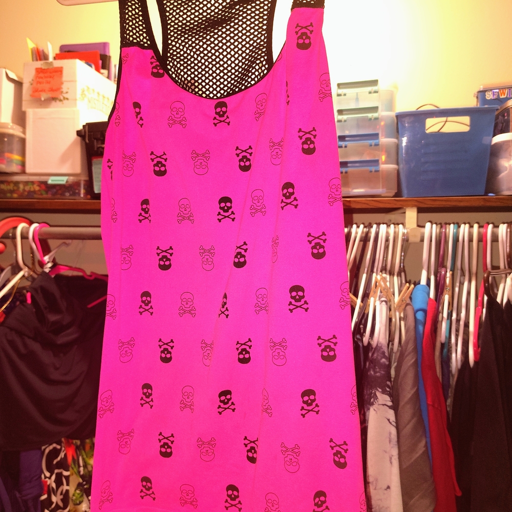 Pink Skull Print Tank Top